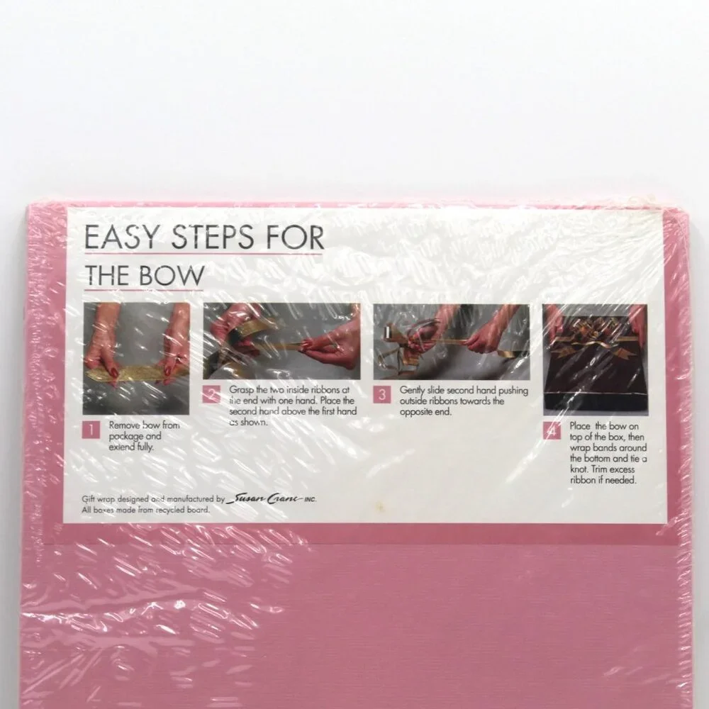 NOS MERVYN'S Complete Gift Wrap Kit Rose Theme Shirt Box With Bow Rose & Paper